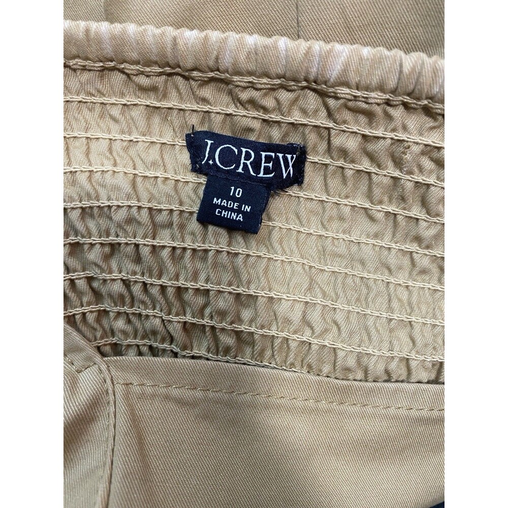 J.CREW Beige Pleated Smocked Square Neck A-Line Cotton Knee Dress Size 10 - Picture 14 of 15